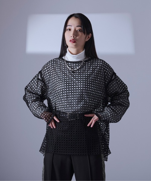 Ellno Loset（エルノロゼット）の「2wayカットアウトメッシュPO（Tシャツ/カットソー・メンズ・ライトグレー/ネイビー/ブラック/ブルー/アイボリー・SMALL/MEDIUM/LARGE）」の7枚目の写真