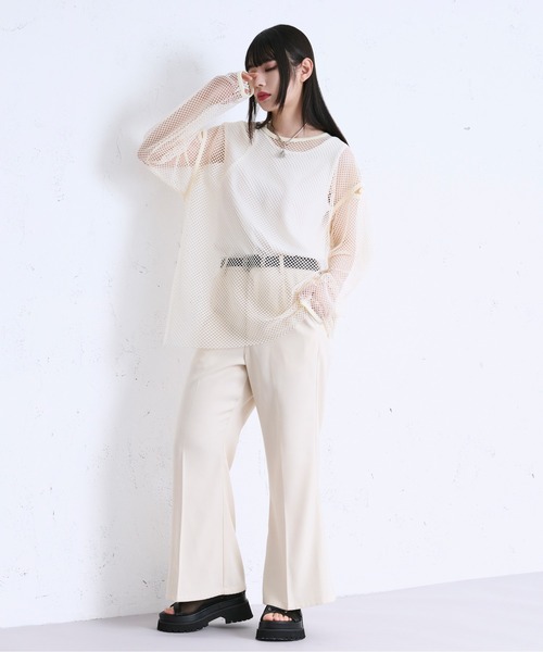 tシャツ 2WAYカットアウトトップ / 2WAY Cut Out Top レディース SLY | DUAL COLOR FRONT ZIP KNIT トップス (ニット ) |SHEL