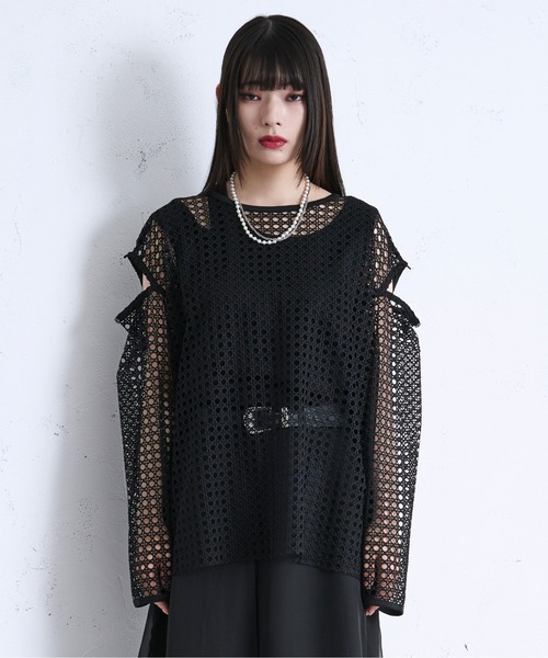 【狐独】メッシュデザインジップフーディ Ellno Loset Ellno Loset tシャツ 「新色追加」2wayカットアウトメッシュPO