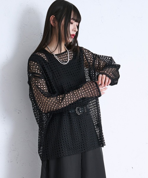 Ellno Loset（エルノロゼット）の「2wayカットアウトメッシュPO（Tシャツ/カットソー・メンズ・ライトグレー/ネイビー/ブラック/ブルー/アイボリー・SMALL/MEDIUM/LARGE）」の10枚目の写真