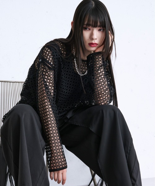 Ellno Loset（エルノロゼット）の「2wayカットアウトメッシュPO（Tシャツ/カットソー・メンズ・ライトグレー/ネイビー/ブラック/ブルー/アイボリー・SMALL/MEDIUM/LARGE）」の14枚目の写真