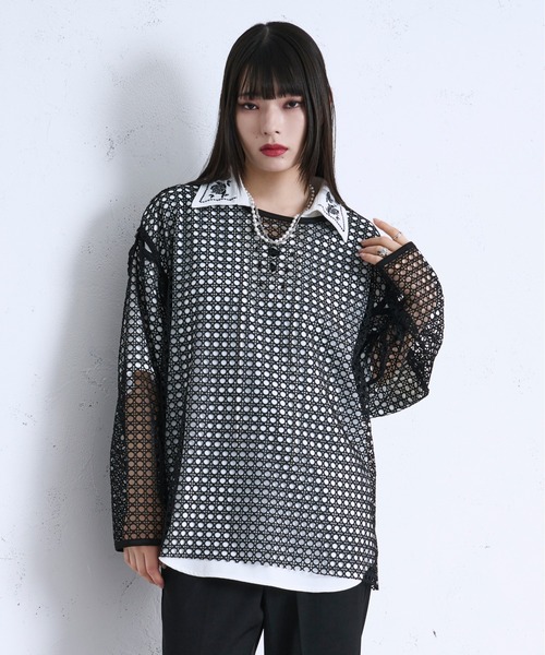 Ellno Loset（エルノロゼット）の「2wayカットアウトメッシュPO（Tシャツ/カットソー・メンズ・ライトグレー/ネイビー/ブラック/ブルー/アイボリー・SMALL/MEDIUM/LARGE）」の18枚目の写真