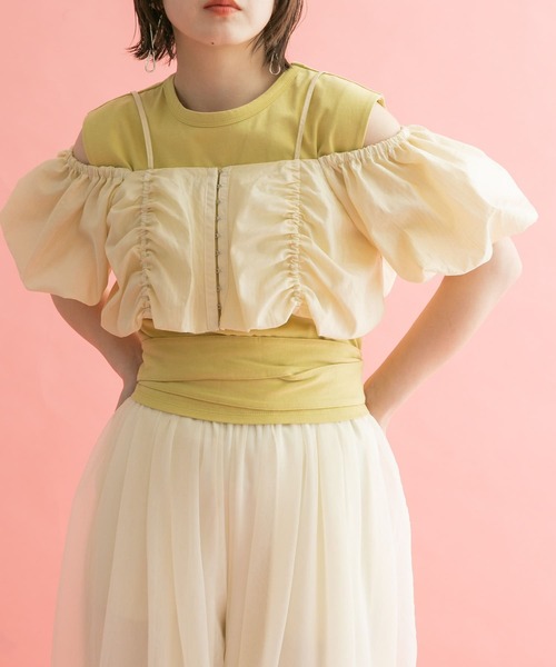 KBF（ケイビーエフ）の「ウエストノットノースリーブトップス（Tシャツ/カットソー・レディース・イエロー/ピンク/ネイビー・ONE）」の10枚目の写真