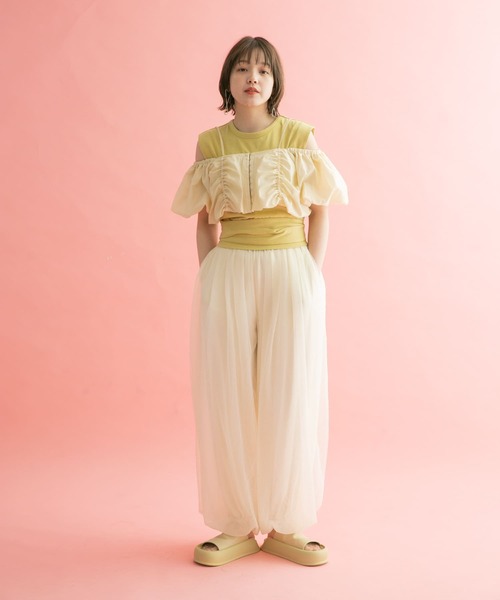 KBF（ケイビーエフ）の「ウエストノットノースリーブトップス（Tシャツ/カットソー・レディース・イエロー/ピンク/ネイビー・ONE）」の12枚目の写真