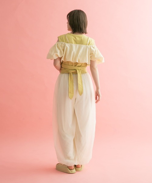 KBF（ケイビーエフ）の「ウエストノットノースリーブトップス（Tシャツ/カットソー・レディース・イエロー/ピンク/ネイビー・ONE）」の13枚目の写真