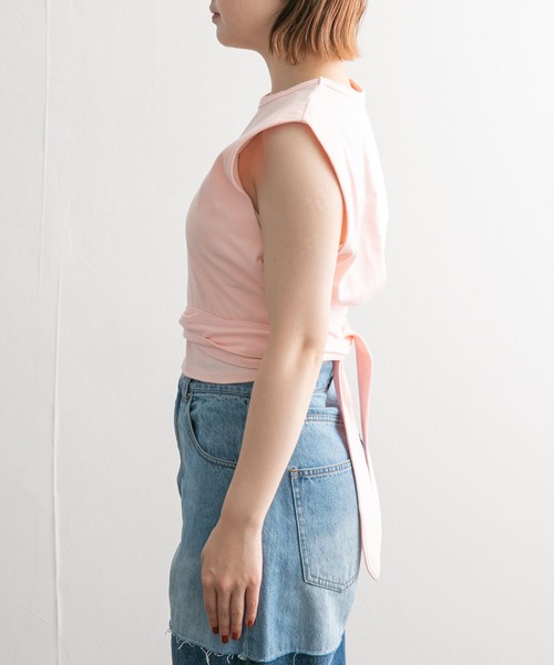 KBF（ケイビーエフ）の「ウエストノットノースリーブトップス（Tシャツ/カットソー・レディース・イエロー/ピンク/ネイビー・ONE）」の15枚目の写真