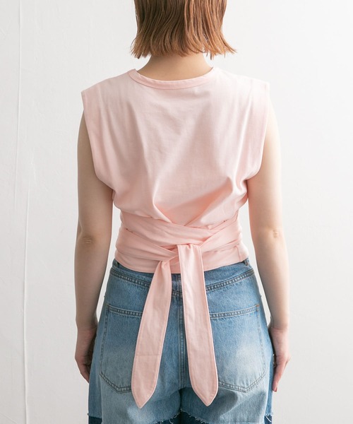 KBF（ケイビーエフ）の「ウエストノットノースリーブトップス（Tシャツ/カットソー・レディース・イエロー/ピンク/ネイビー・ONE）」の16枚目の写真