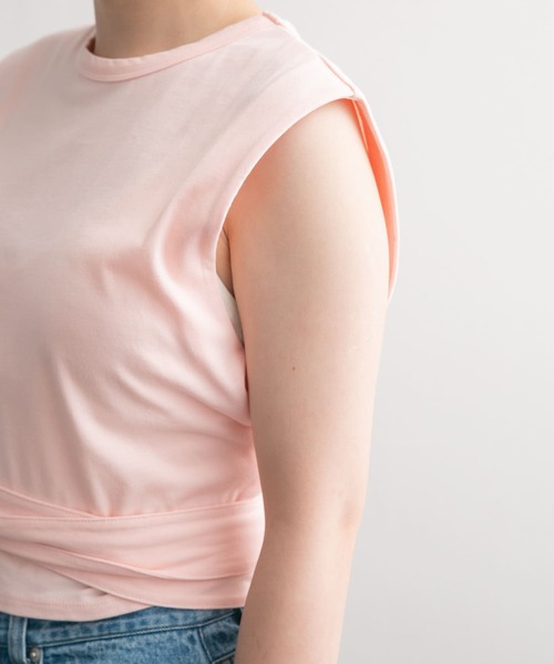 KBF（ケイビーエフ）の「ウエストノットノースリーブトップス（Tシャツ/カットソー・レディース・イエロー/ピンク/ネイビー・ONE）」の18枚目の写真