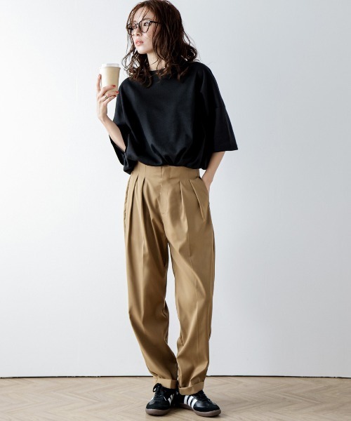 La-gemme(ラジェム)の「ワッフルオーバーサイズTシャツ(Tシャツ/カットソー・レディース・マスタード/ブラック/ピンク/グレー/オフホワイト/ブルー・フリー)」の7枚目の写真