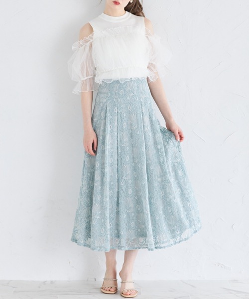 tocco closet(トッコ クローゼット)の「チュールドッキングニットプルオーバー(ニット/セーター・レディース・オフホワイト/ブラック・M)」の7枚目の写真