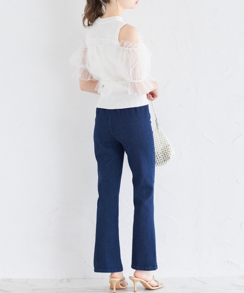 tocco closet(トッコ クローゼット)の「チュールドッキングニットプルオーバー(ニット/セーター・レディース・オフホワイト/ブラック・M)」の9枚目の写真