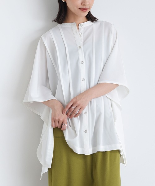 n'OrLABEL(ノアールレーベル)の「タックバンドカラーシャツ(シャツ/ブラウス・レディース・ブラック/ライトブルー/オフホワイト・FREE)」の2枚目の写真