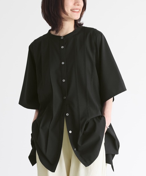n'OrLABEL(ノアールレーベル)の「タックバンドカラーシャツ(シャツ/ブラウス・レディース・ブラック/ライトブルー/オフホワイト・FREE)」の3枚目の写真