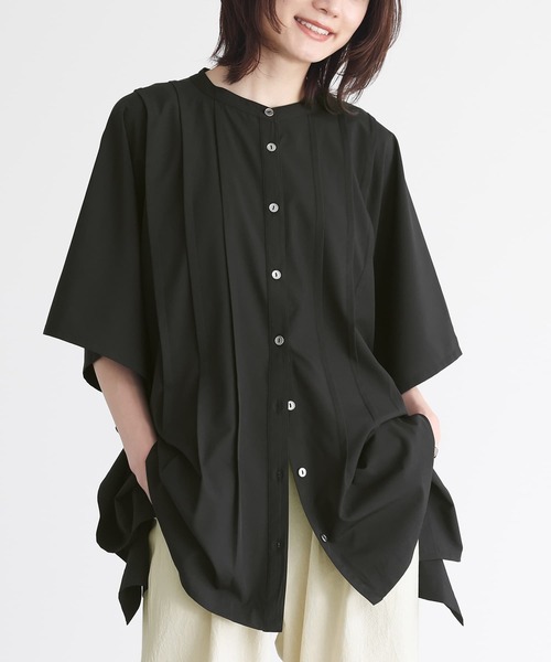n'OrLABEL(ノアールレーベル)の「タックバンドカラーシャツ(シャツ/ブラウス・レディース・ブラック/ライトブルー/オフホワイト・FREE)」の6枚目の写真
