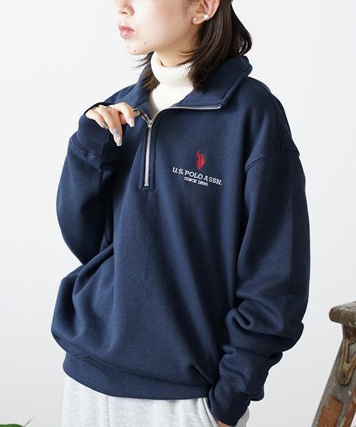 U.S. POLO ASSN.(ユーエスポロアッスン)の「U.S. POLO ASSN./ユーエスポロアッスン 裏起毛ハーフジップスウェット(スウェット・メンズ・ブラック/オフホワイト/ネイビー/ダークオレンジ・M/L/LL/S)」の3枚目の写真