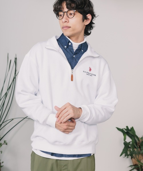 U.S. POLO ASSN.(ユーエスポロアッスン)の「U.S. POLO ASSN./ユーエスポロアッスン 裏起毛ハーフジップスウェット(スウェット・メンズ・ブラック/オフホワイト/ネイビー/ダークオレンジ・M/L/LL/S)」の1枚目の写真