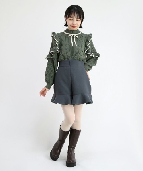 F i.n.t（フィント）の「ハイウエストフレアーショートパンツ/fint（その他パンツ・レディース・グレー・FREE）」の8枚目の写真