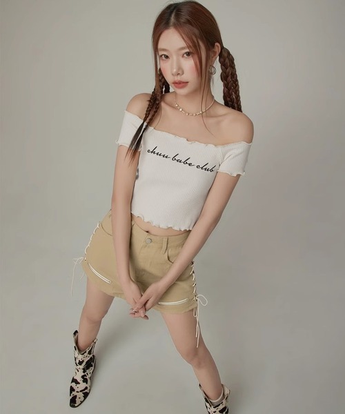 Sibra(シブラ)の「オフショルニットトップス(ニット/セーター・レディース・ホワイト/ブラック・M)」の10枚目の写真