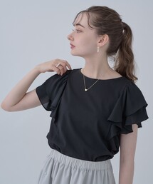 couture brooch | ◆【接触冷感・UV・アンチピリング・二の腕カバー】フレアスリーブカットソー(Tシャツ/カットソー)