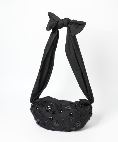 mysty woman（ミスティウーマン）の「リボンショルダーサテン＊スパンコールBAG　140888（ショルダーバッグ・レディース・ブラック/オフホワイト・FREE）」の9枚目の写真