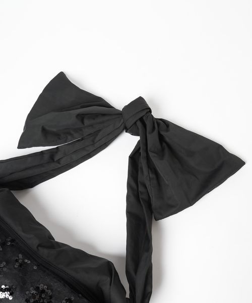 mysty woman（ミスティウーマン）の「リボンショルダーサテン＊スパンコールBAG　140888（ショルダーバッグ・レディース・ブラック/オフホワイト・FREE）」の15枚目の写真