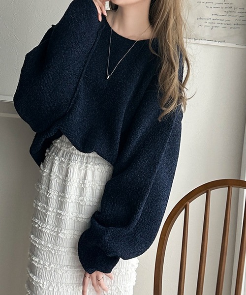 classicalelf(クラシカルエルフ)の「ゆったりとしたシルエットでこなれ感。モール糸ジャカード編みニットプルオーバー(ニット/セーター・レディース・アイボリー/グレイッシュベージュ/ネイビー・X-LARGE/MEDIUM/SMALL/LARGE)」の16枚目の写真