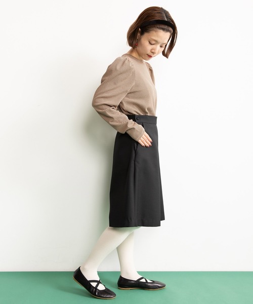 CHILD WOMAN（チャイルドウーマン）の「☆なみなみボーダー パフスリーブ クルーネックプルオーバー（Tシャツ/カットソー・レディース・ブラウン/ピンク/レッド・FREE）」の11枚目の写真