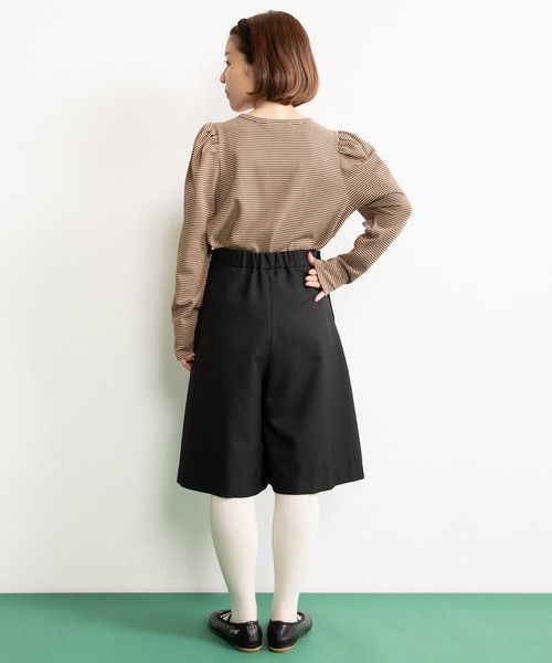 CHILD WOMAN（チャイルドウーマン）の「☆なみなみボーダー パフスリーブ クルーネックプルオーバー（Tシャツ/カットソー・レディース・ブラウン/ピンク/レッド・FREE）」の12枚目の写真