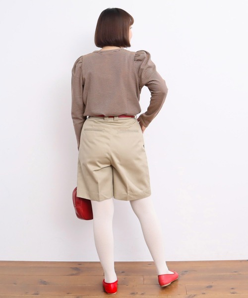 CHILD WOMAN（チャイルドウーマン）の「☆なみなみボーダー パフスリーブ クルーネックプルオーバー（Tシャツ/カットソー・レディース・ブラウン/ピンク/レッド・FREE）」の21枚目の写真