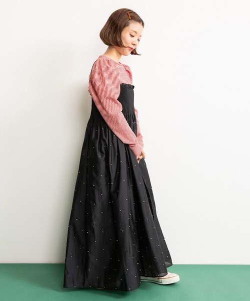 CHILD WOMAN（チャイルドウーマン）の「☆なみなみボーダー パフスリーブ クルーネックプルオーバー（Tシャツ/カットソー・レディース・ブラウン/ピンク/レッド・FREE）」の5枚目の写真