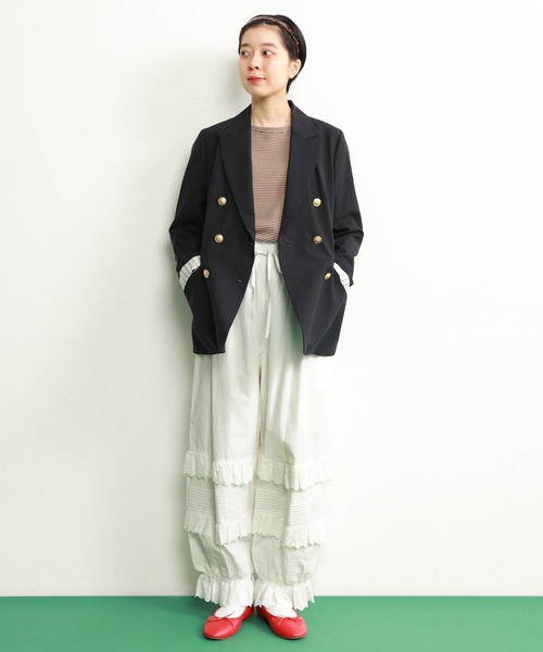 CHILD WOMAN（チャイルドウーマン）の「☆なみなみボーダー パフスリーブ クルーネックプルオーバー（Tシャツ/カットソー・レディース・ブラウン/ピンク/レッド・FREE）」の19枚目の写真