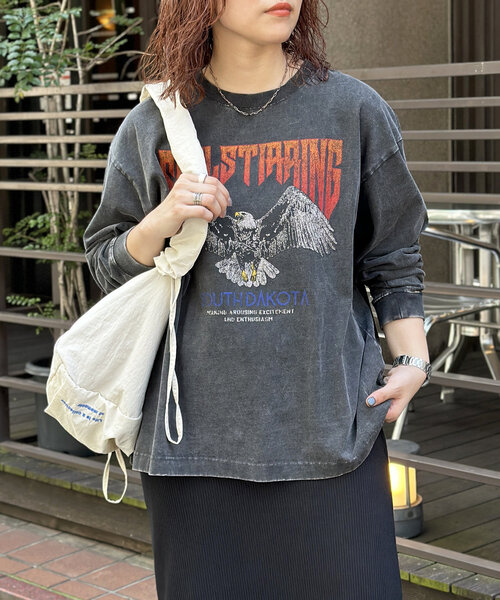 CPCM（シーピーシーエム）の「パウダー加工ビンテージライクロンT（Tシャツ/カットソー・レディース・ブラック/ブラック系その他3/ブラック系その他/ブラック系その他2/ブラック系その他4・MEDIUM/LARGE）」の2枚目の写真