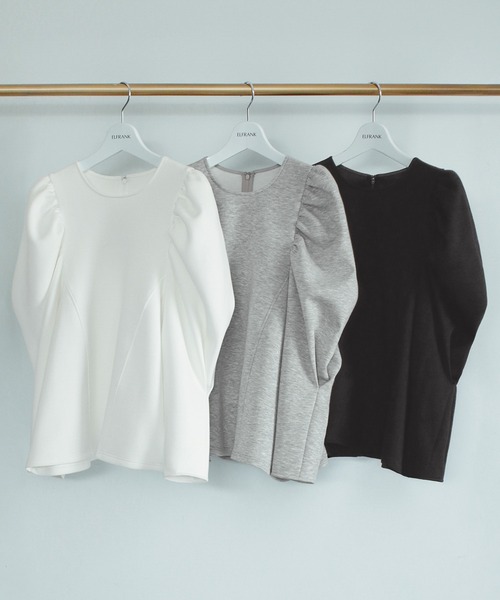 ELFRANK（エルフランク）の「ショルダーギャザートップス（Tシャツ/カットソー・レディース・ライトグレー/ブラック/オフホワイト・FREE）」の10枚目の写真