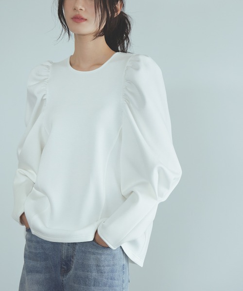 ELFRANK（エルフランク）の「ショルダーギャザートップス（Tシャツ/カットソー・レディース・ライトグレー/ブラック/オフホワイト・FREE）」の9枚目の写真