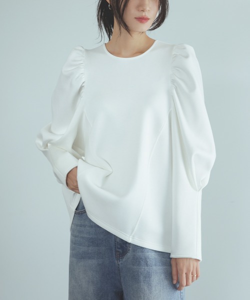 ELFRANK（エルフランク）の「ショルダーギャザートップス（Tシャツ/カットソー・レディース・ライトグレー/ブラック/オフホワイト・FREE）」の8枚目の写真