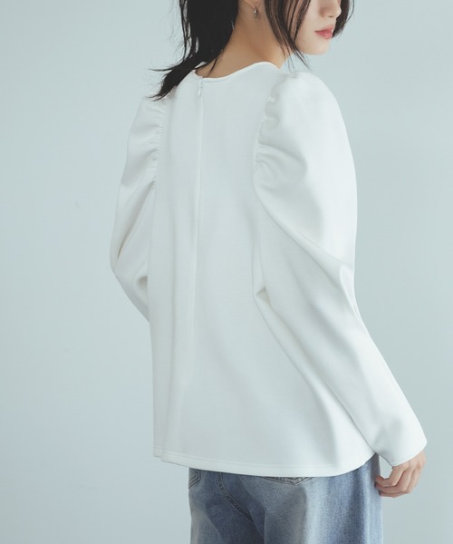 ELFRANK（エルフランク）の「ショルダーギャザートップス（Tシャツ/カットソー・レディース・ライトグレー/ブラック/オフホワイト・FREE）」の7枚目の写真