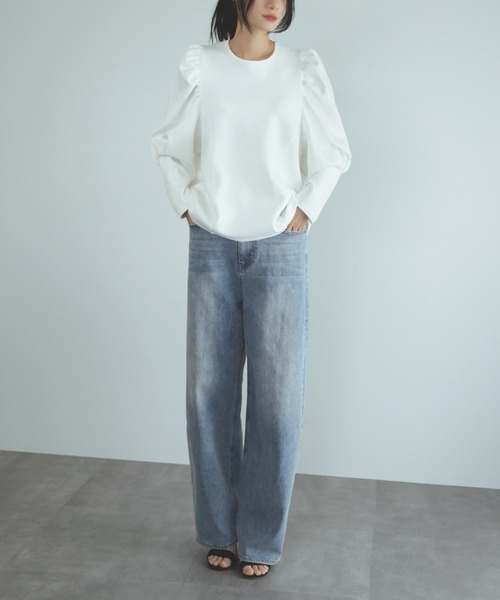 ELFRANK（エルフランク）の「ショルダーギャザートップス（Tシャツ/カットソー・レディース・ライトグレー/ブラック/オフホワイト・FREE）」の6枚目の写真