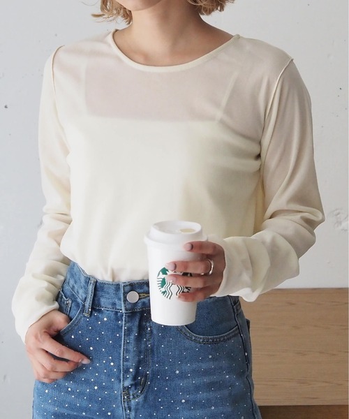 tiptop(ティップトップ)の「シアーベロアロンT(Tシャツ/カットソー・レディース・アイボリー/ブラック・FREE)」の15枚目の写真