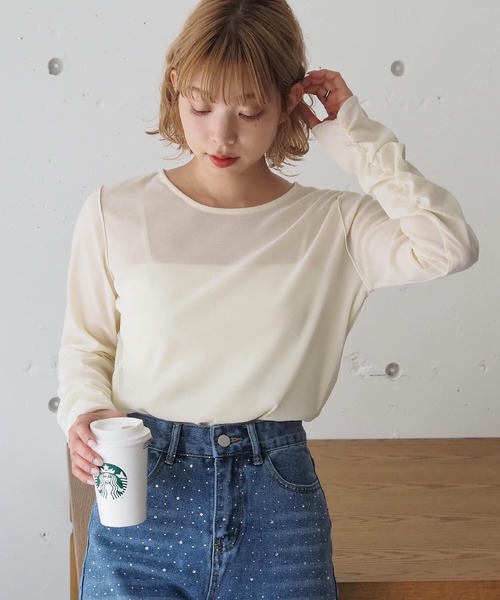 tiptop(ティップトップ)の「シアーベロアロンT(Tシャツ/カットソー・レディース・アイボリー/ブラック・FREE)」の16枚目の写真