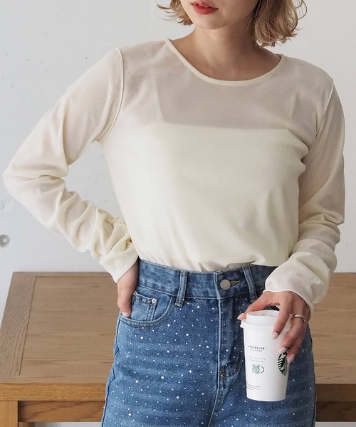 tiptop(ティップトップ)の「シアーベロアロンT(Tシャツ/カットソー・レディース・アイボリー/ブラック・FREE)」の17枚目の写真