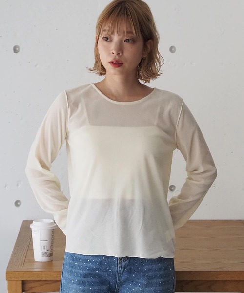 tiptop(ティップトップ)の「シアーベロアロンT(Tシャツ/カットソー・レディース・アイボリー/ブラック・FREE)」の18枚目の写真