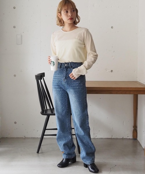 tiptop(ティップトップ)の「シアーベロアロンT(Tシャツ/カットソー・レディース・アイボリー/ブラック・FREE)」の19枚目の写真