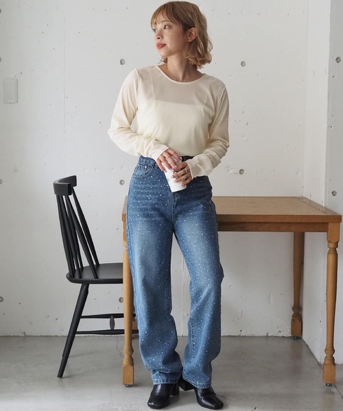 tiptop(ティップトップ)の「シアーベロアロンT(Tシャツ/カットソー・レディース・アイボリー/ブラック・FREE)」の20枚目の写真