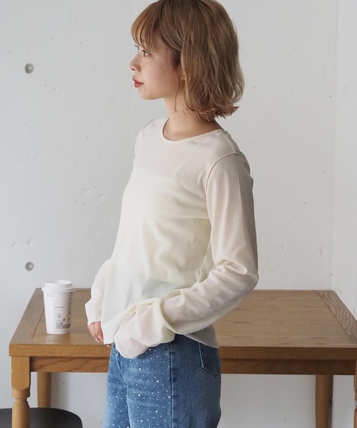 tiptop(ティップトップ)の「シアーベロアロンT(Tシャツ/カットソー・レディース・アイボリー/ブラック・FREE)」の21枚目の写真
