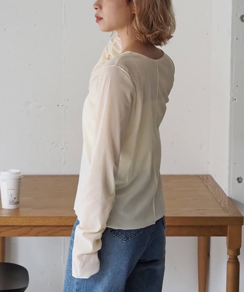 tiptop(ティップトップ)の「シアーベロアロンT(Tシャツ/カットソー・レディース・アイボリー/ブラック・FREE)」の22枚目の写真