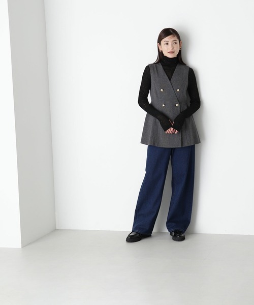 ナチュラルビューティーベーシック メタルボタンペプラムジレ ベージュ フロントボタンペプラムジレ SETUP | NATURAL BEAUTY BASIC