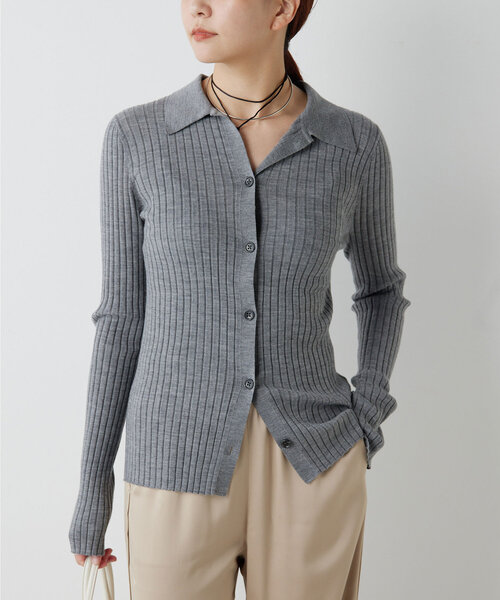 GALLARDAGALANTE（ガリャルダガランテ）の「ポロカラーニット（ニット/セーター・レディース・パープル/グレー・FREE）」の15枚目の写真