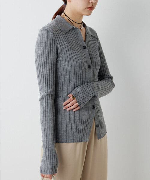 GALLARDAGALANTE（ガリャルダガランテ）の「ポロカラーニット（ニット/セーター・レディース・パープル/グレー・FREE）」の14枚目の写真