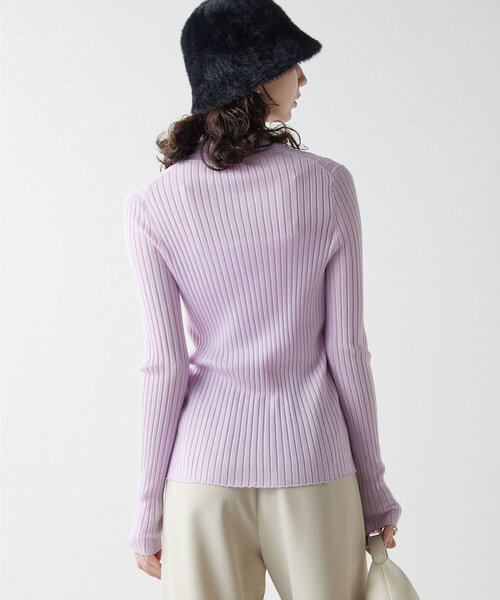 GALLARDAGALANTE（ガリャルダガランテ）の「ポロカラーニット（ニット/セーター・レディース・パープル/グレー・FREE）」の5枚目の写真