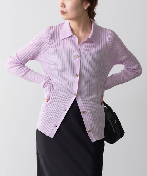 GALLARDAGALANTE（ガリャルダガランテ）の「ポロカラーニット（ニット/セーター・レディース・パープル/グレー・FREE）」の17枚目の写真